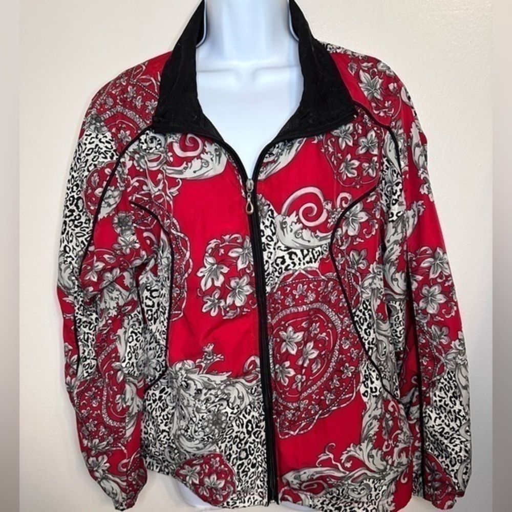 Red Windbreaker Style Jacket Grandmillenial Golden Girl Jacket Three Hearts
